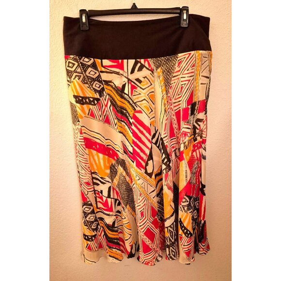 Vintage Jones New York Abstract Brightly Printed Flowy Maxi Skirt Size 2X EUC - Picture 4 of 10